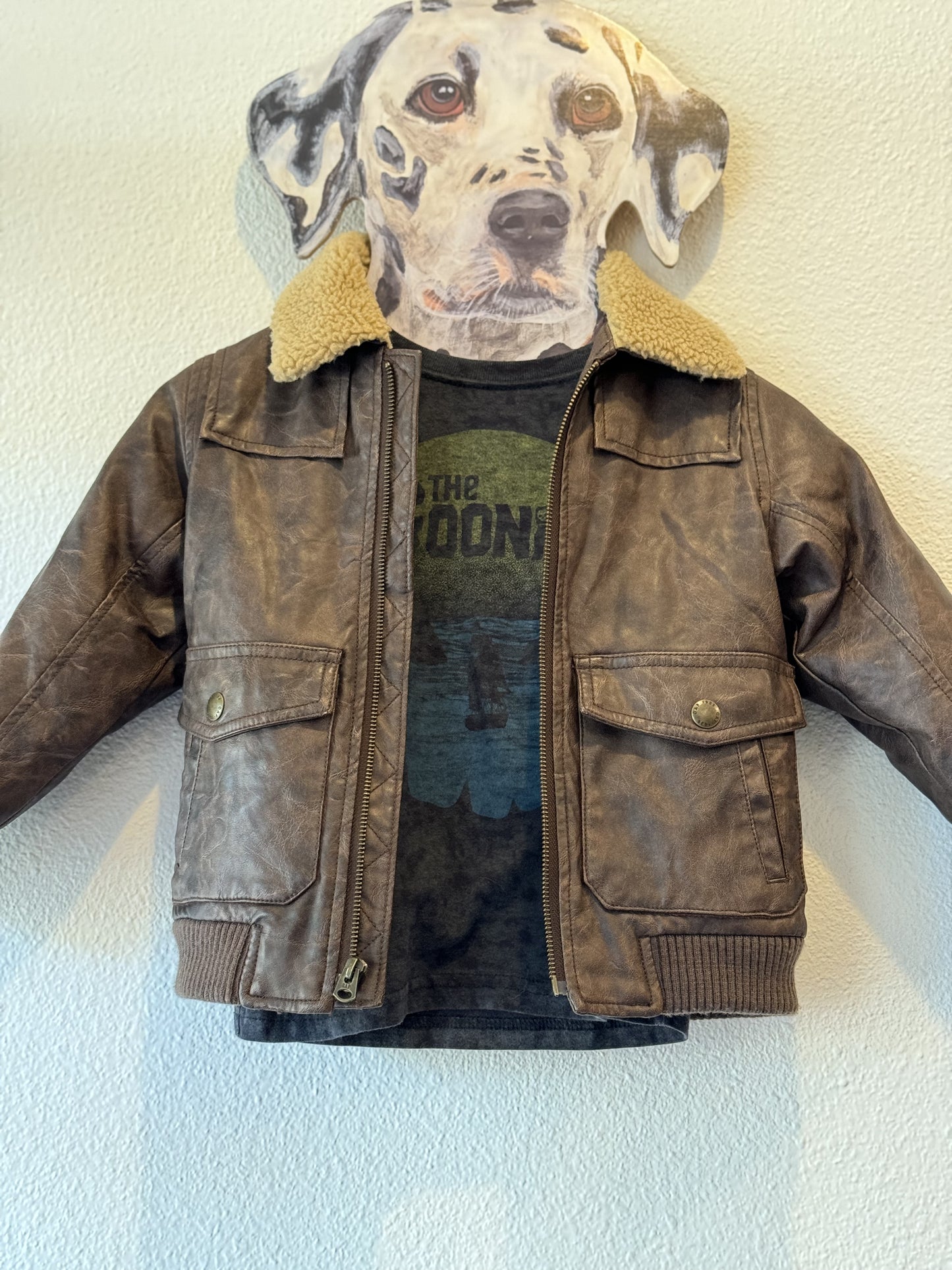 Vegan Leather Bomber Jacket - Size 5 Kids (Top Gun Inspired)