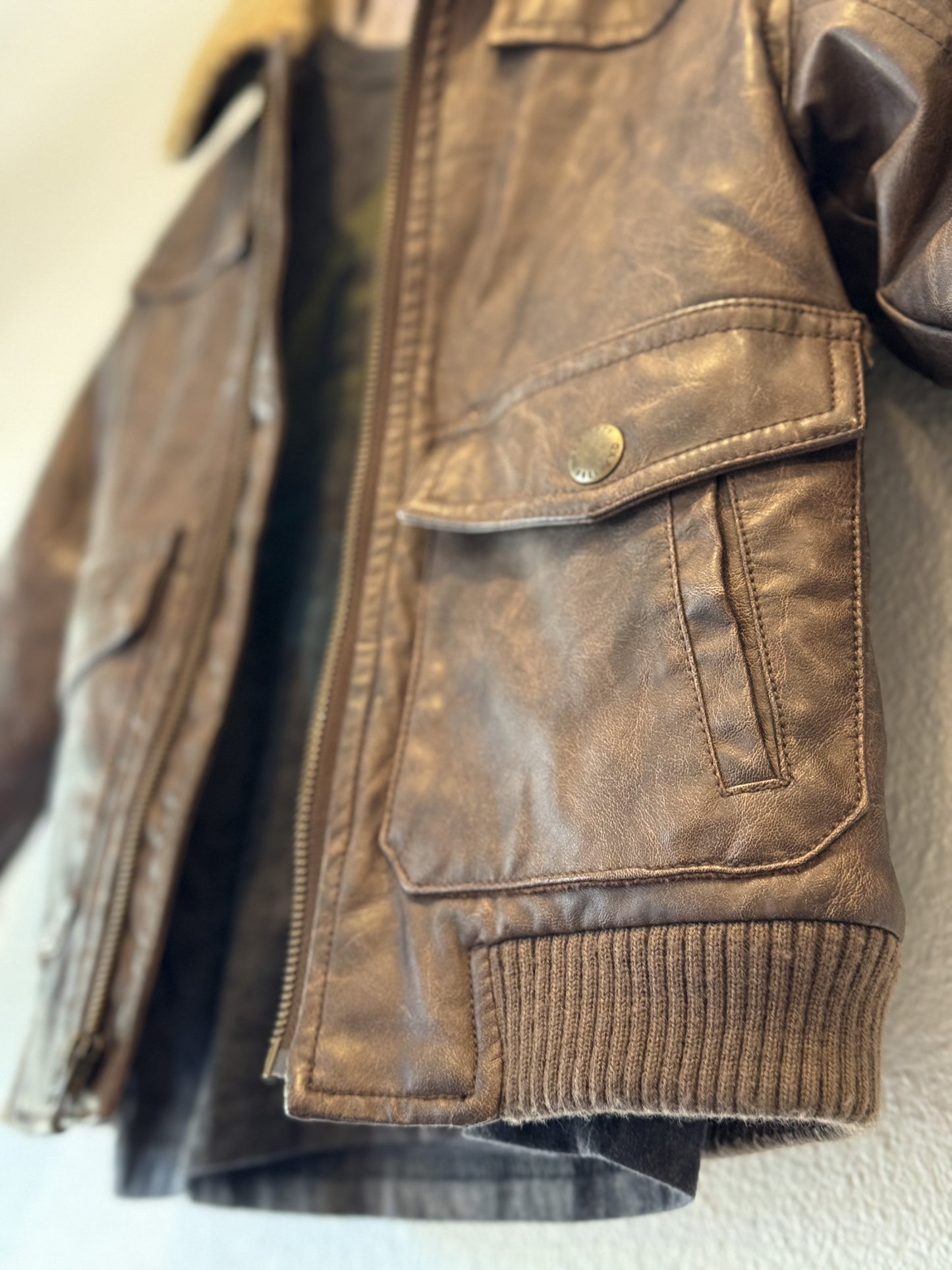 Vegan Leather Bomber Jacket - Size 5 Kids (Top Gun Inspired)